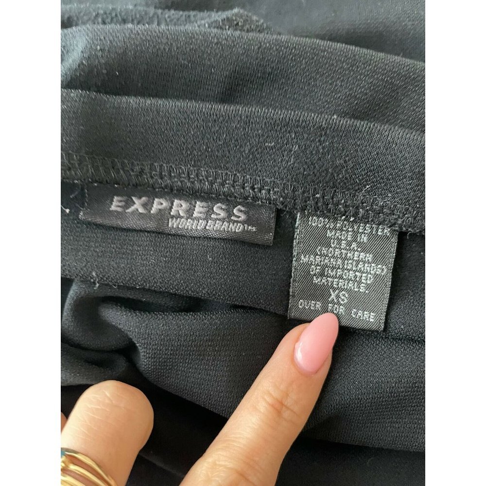 Express Vintage Solid Black Knee Length Skirt Pan… - image 4